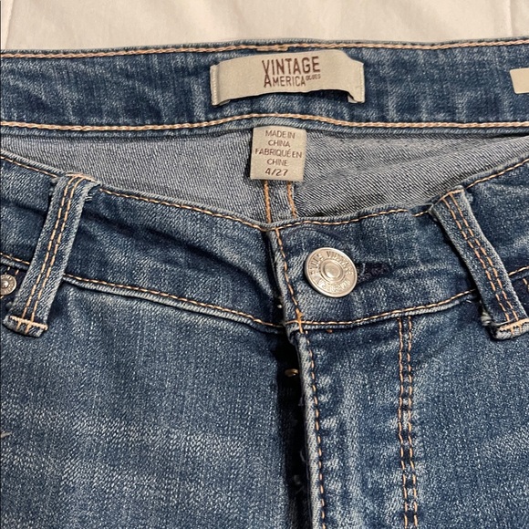 Vintage America Blue Jeans with Cream Lace Trim - Picture 2 of 8